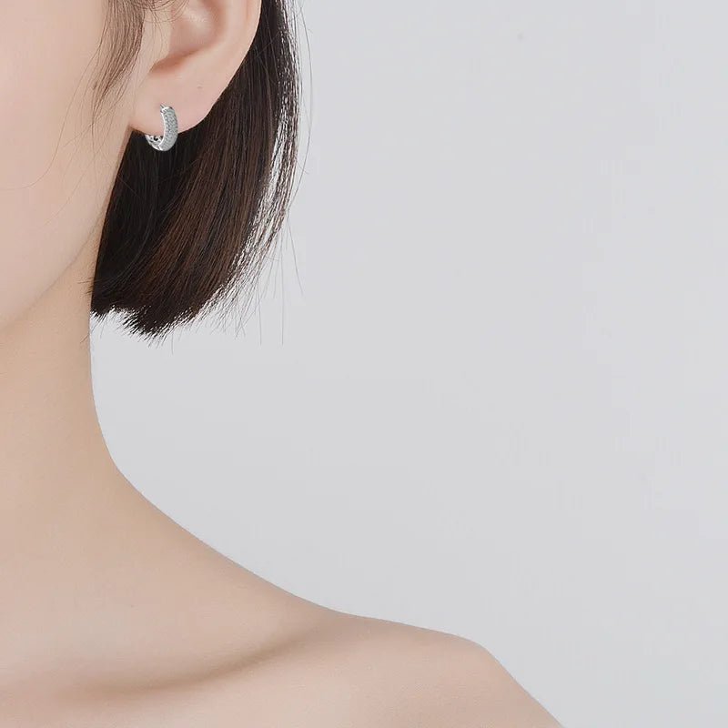 Silver CZ Mosaic Zircon Charm Earrings Gift for Women