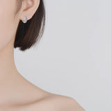 Silver CZ Mosaic Zircon Charm Earrings Gift for Women