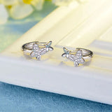 Allergy-Free Silver Stud Earrings Butterfly Zircon Party Jewelry