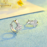 Allergy-Free Silver Stud Earrings Butterfly Zircon Party Jewelry