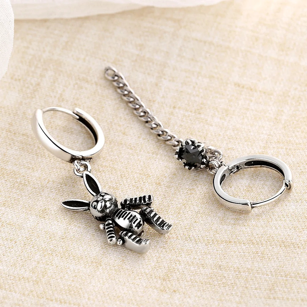 Silver Vintage Earring for Women Rabbit Tassels Ear Jewelry Party Gift