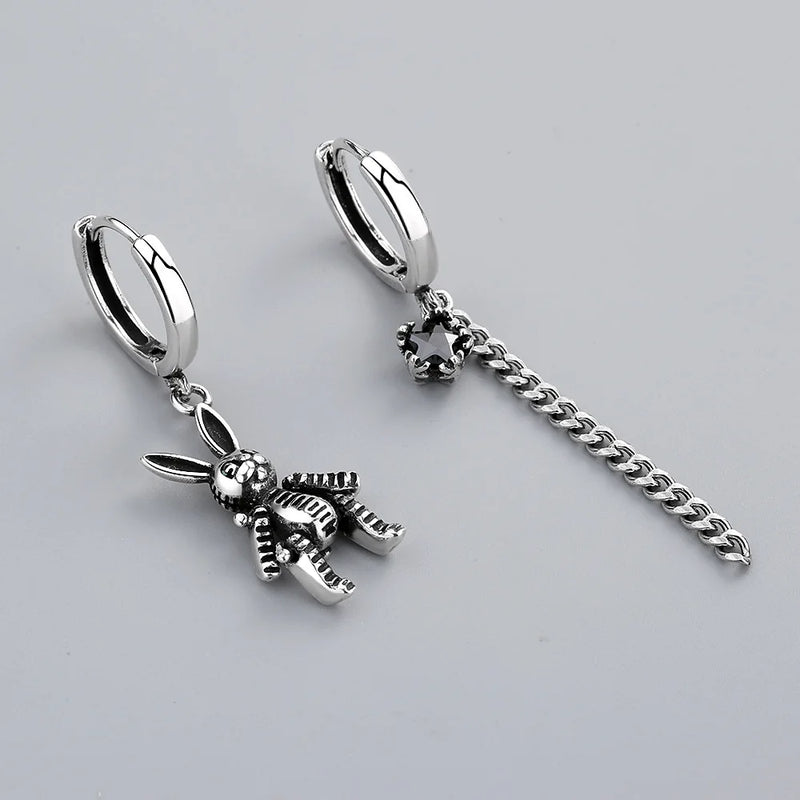 Silver Vintage Earring for Women Rabbit Tassels Ear Jewelry Party Gift