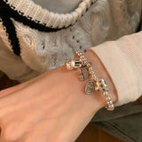 Rabbit Love Heart Bamboo Beads Stretchy Bracelet For Women Girl