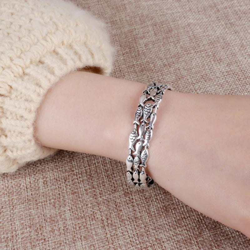 Retro Small Fish Bracelet for Women Vintage Statement Jewelry