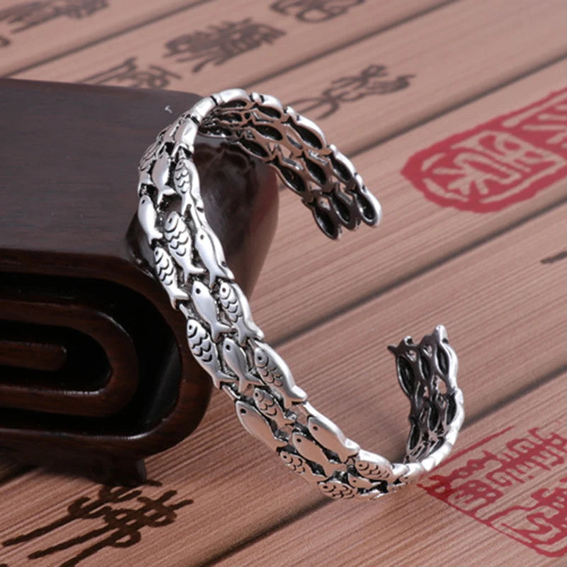 Retro Small Fish Bracelet for Women Vintage Statement Jewelry