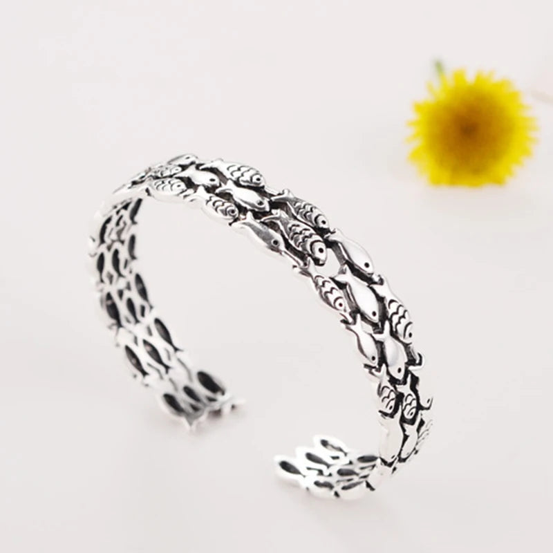 Retro Small Fish Bracelet for Women Vintage Statement Jewelry