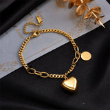 Romantic Style Heart Shape Women's Bracelet Stainless Steel Women Jewelry