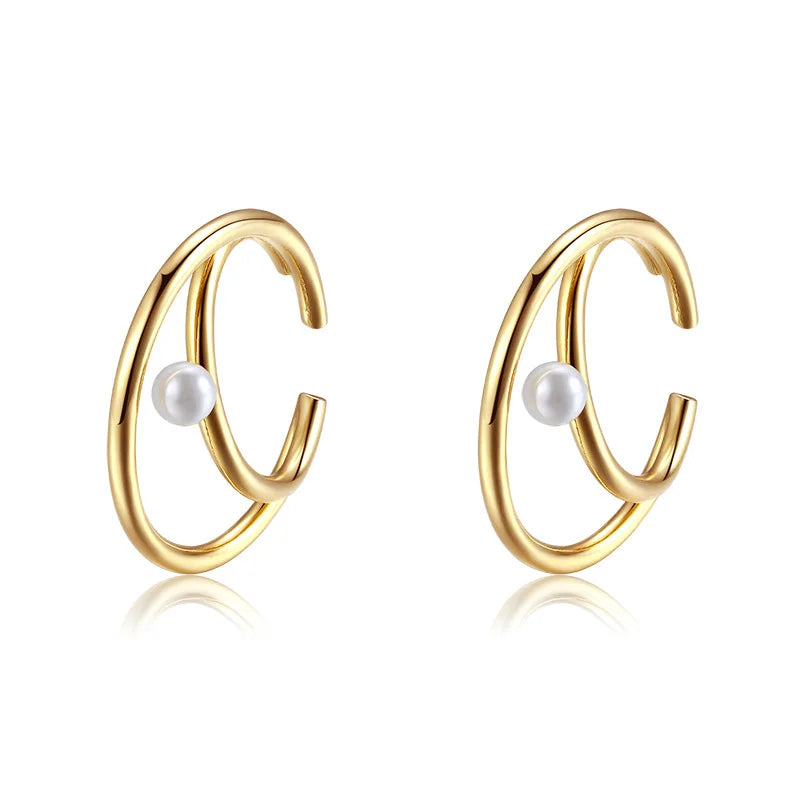 Double Circle Single Clip Earring Female Charm Hypoallergenic