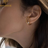 Double Circle Single Clip Earring Female Charm Hypoallergenic