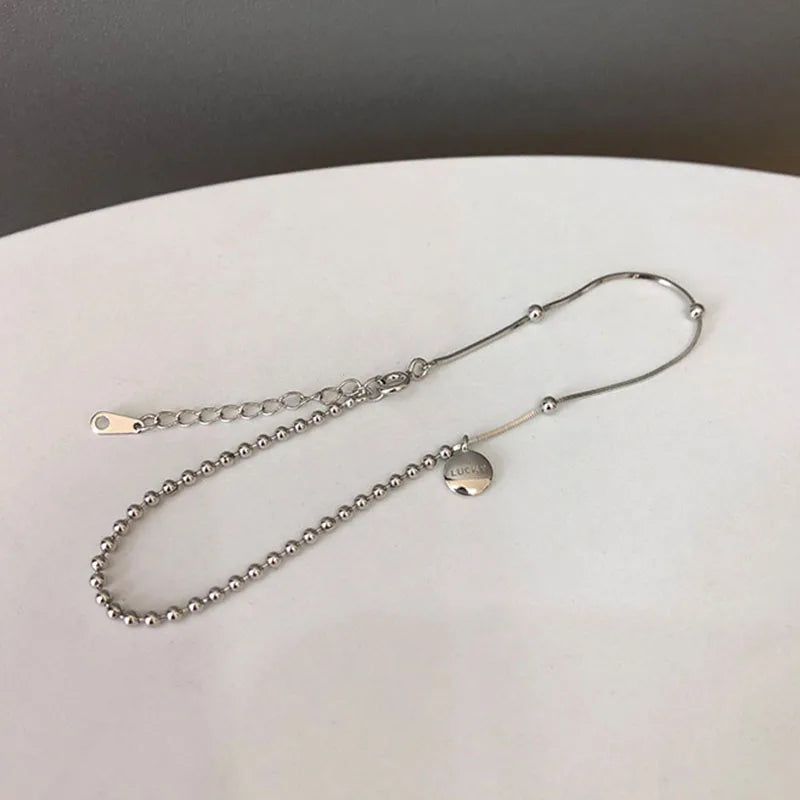 Thai Silver Lucky Tag Party Anklets for Women Couples