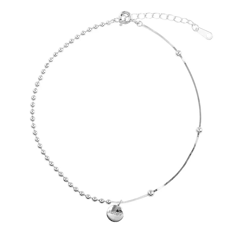 Thai Silver Lucky Tag Party Anklets for Women Couples