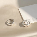 Silver Circle Arc Earrings Retro Sexy Couple Gift