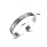 Vintage Plum Flower Silver Cuff Bracelet Women Thai Jewelry