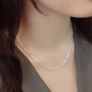Silver Shine Layers High Chokers Necklaces For Women Gift