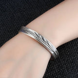 Silver Feather Bangle Women's Jewelry Gift Anti-allergy Pulseira