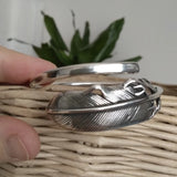 Silver Feather Bangle Women's Jewelry Gift Anti-allergy Pulseira