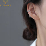 Silver French Non-pierced Chain Ear Clip Female Unique Earrings
