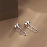 Silver French Non-pierced Chain Ear Clip Female Unique Earrings