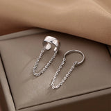 Silver French Non-pierced Chain Ear Clip Female Unique Earrings