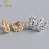 Silver Rhinestone Wheat Ear Hoop Earrings - High-end Jewelry Gift