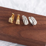 Silver Rhinestone Wheat Ear Hoop Earrings - High-end Jewelry Gift
