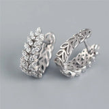 Silver Rhinestone Wheat Ear Hoop Earrings - High-end Jewelry Gift