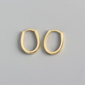 Silver Geometric Ellipse Hoop Earrings Female All-match Jewelry