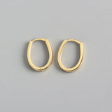 Silver Geometric Ellipse Hoop Earrings Female All-match Jewelry