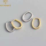 Silver Geometric Ellipse Hoop Earrings Female All-match Jewelry