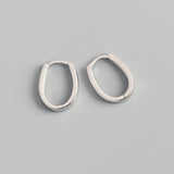 Silver Geometric Ellipse Hoop Earrings Female All-match Jewelry