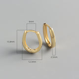 Silver Geometric Ellipse Hoop Earrings Female All-match Jewelry