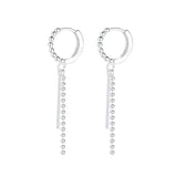 Silver Hoop Tassel Beads Drop Dangle Earrings for Women Girl Party Wedding