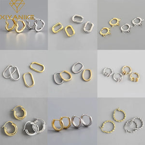 Silver Hoop Earrings Two-Tone Design for Women