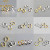 Silver Hoop Earrings Two-Tone Design for Women