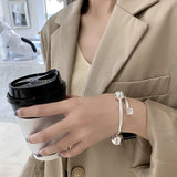 Silver Irregular Ball Square Glossy Bangle Female Personality