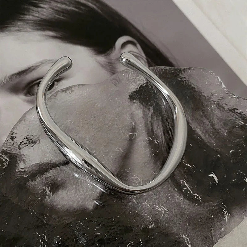 Silver Circle Bracelet Minimalist Jewelry