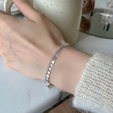Silver Geometric Tassel Chain Bracelet for Women