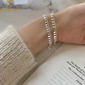 Silver Geometric Tassel Chain Bracelet for Women