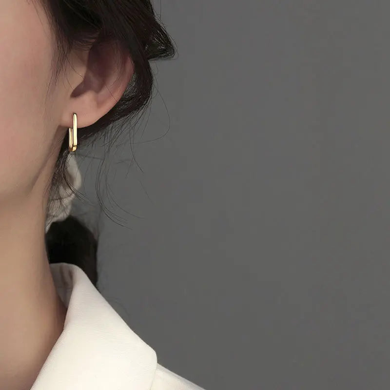 Silver O-Shape Square Hoop Earrings For Women