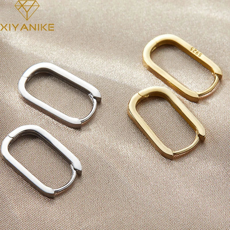 Silver O-Shape Square Hoop Earrings For Women