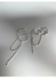 Silver Long Tassel Chain Earrings Clip Earring Hip Hop Party