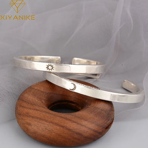 Silver Moon Sun Bracelet Minimalist Style Vintage Tai Jewelry Couple Gift