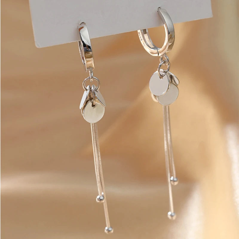 Silver Tassel Long Earrings Sexy INS Jewelry