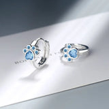 Silver Cat Paw Stud Earrings Zircon Party Jewelry Allergy-Free