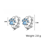 Silver Cat Paw Stud Earrings Zircon Party Jewelry Allergy-Free