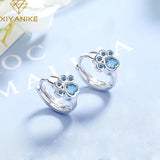 Silver Cat Paw Stud Earrings Zircon Party Jewelry Allergy-Free