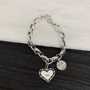 Silver Love Heart Letter Pendant Bracelet Women Neo-Gothnic Retro Jewelry