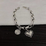 Silver Love Heart Letter Pendant Bracelet Women Neo-Gothnic Retro Jewelry
