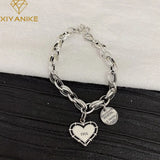 Silver Love Heart Letter Pendant Bracelet Women Neo-Gothnic Retro Jewelry