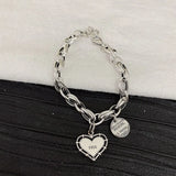 Silver Love Heart Letter Pendant Bracelet Women Neo-Gothnic Retro Jewelry